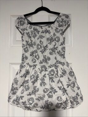 Girls White Floral Print Casual Dress